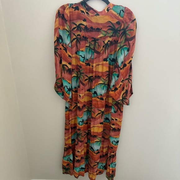 Chufy Anthropologie Made in India Orange Camel Desert Oasis Kaftan Maxi Dress - Picture 14 of 16